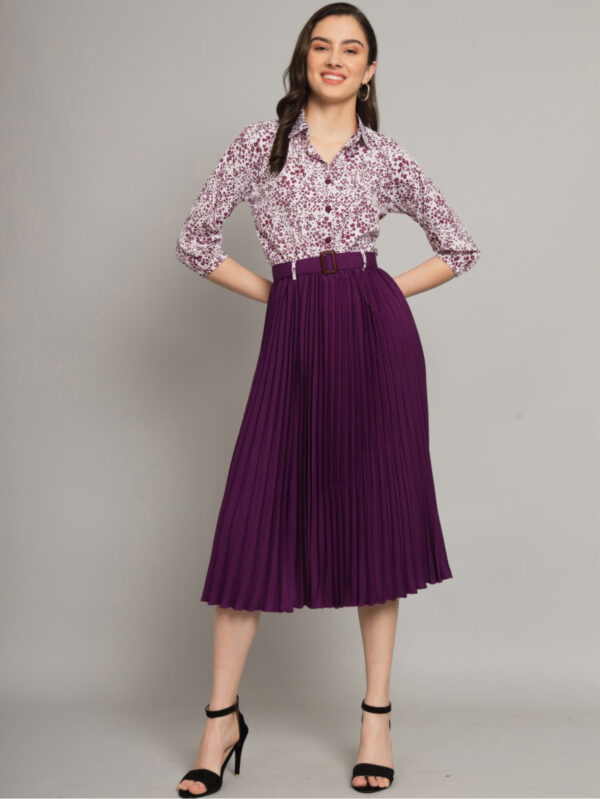 AZWERLON  Women A-line Purple Dress