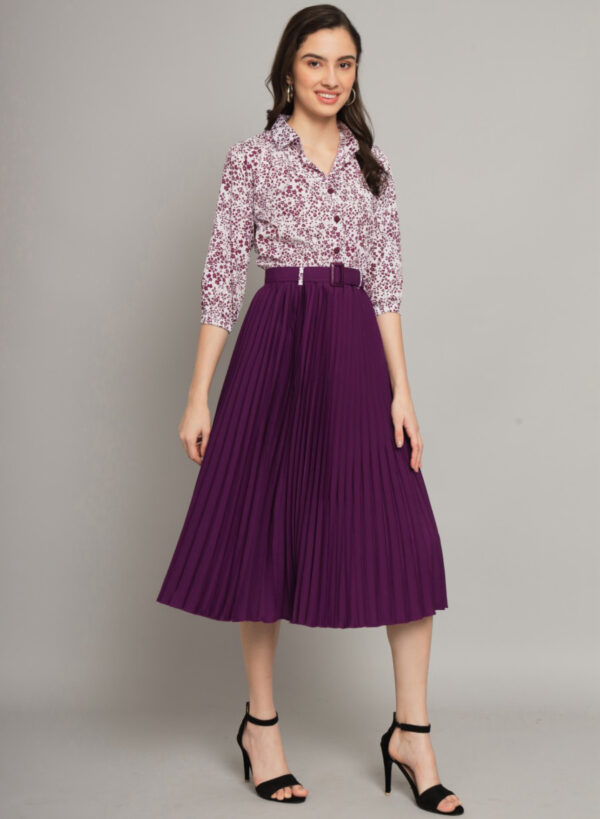 AZWERLON  Women A-line Purple Dress - Image 3