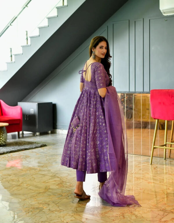 SAMELI PURPLE EMBROIDERED GEORGETTE SUIT SET - Image 3