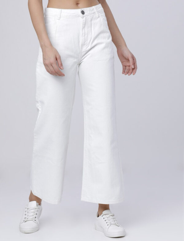 Tokyo Talkies  Women Flared Mid Rise White Jeans