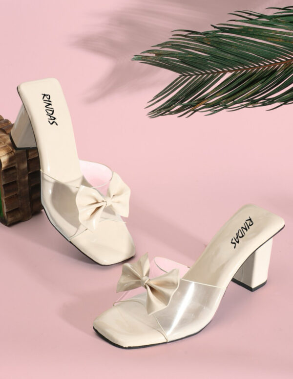 RINDAS  Women Off White Heels Sandal - Image 6