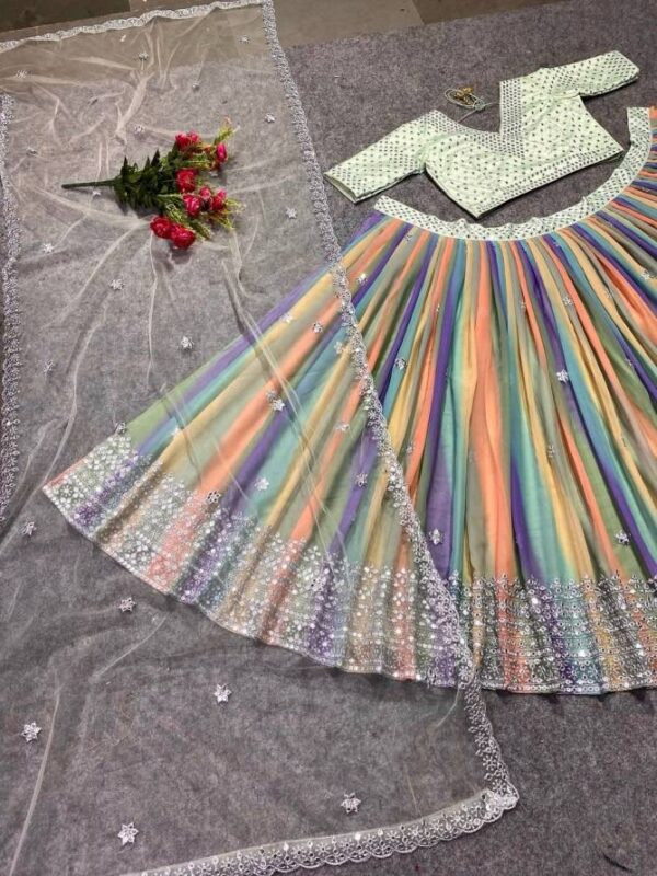 Aa Fancy Multi Georgette Digital Printed Embroidery Lehenga Choli - Image 2