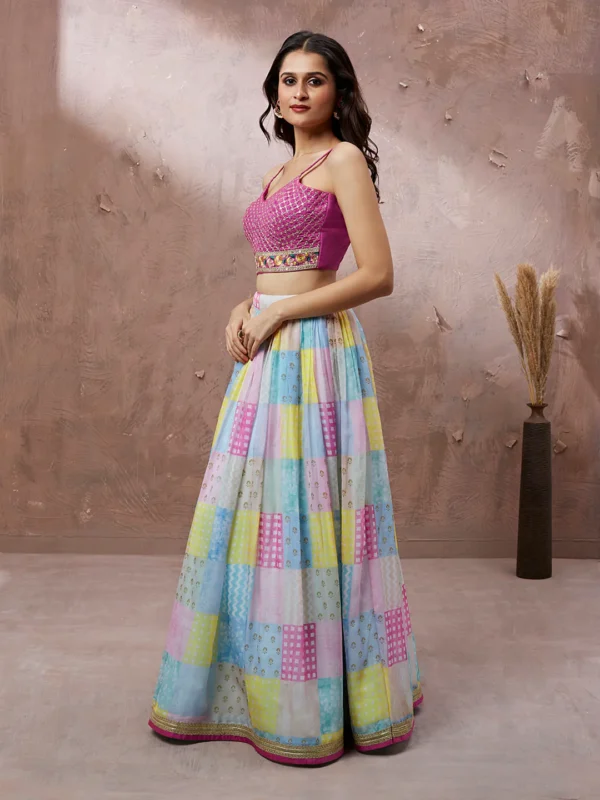 Ab Pink  Georgette Digital Printed Embroidery Lehenga Choli - Image 2