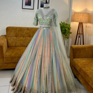 Aa Fancy Multi Georgette Digital Printed Embroidery Lehenga Choli