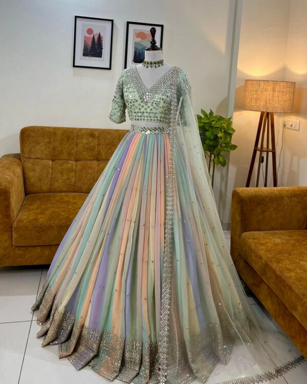 Aa Fancy Multi Georgette Digital Printed Embroidery Lehenga Choli