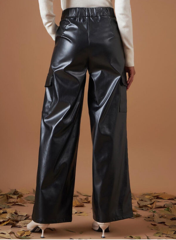 A Fax Leather women black straight fit parallel trousers - Image 3