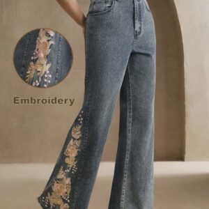 A Medium Stretch Vintage Embroidered Flare Leg Jeans