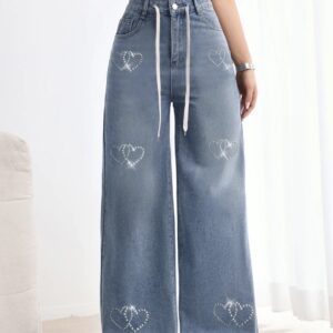 A Beaded Wide Leg Jeans