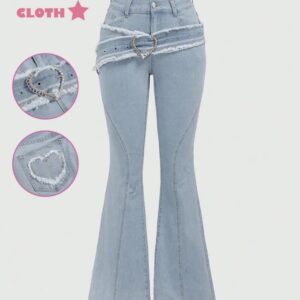 A Belted Flare Leg Jeans