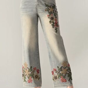 Women Straight Fit Low-Rise Light Fade Embellished Stretchable Jeans
