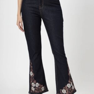 Women Bootcut High-Rise Embroidered Stretchable Jeans